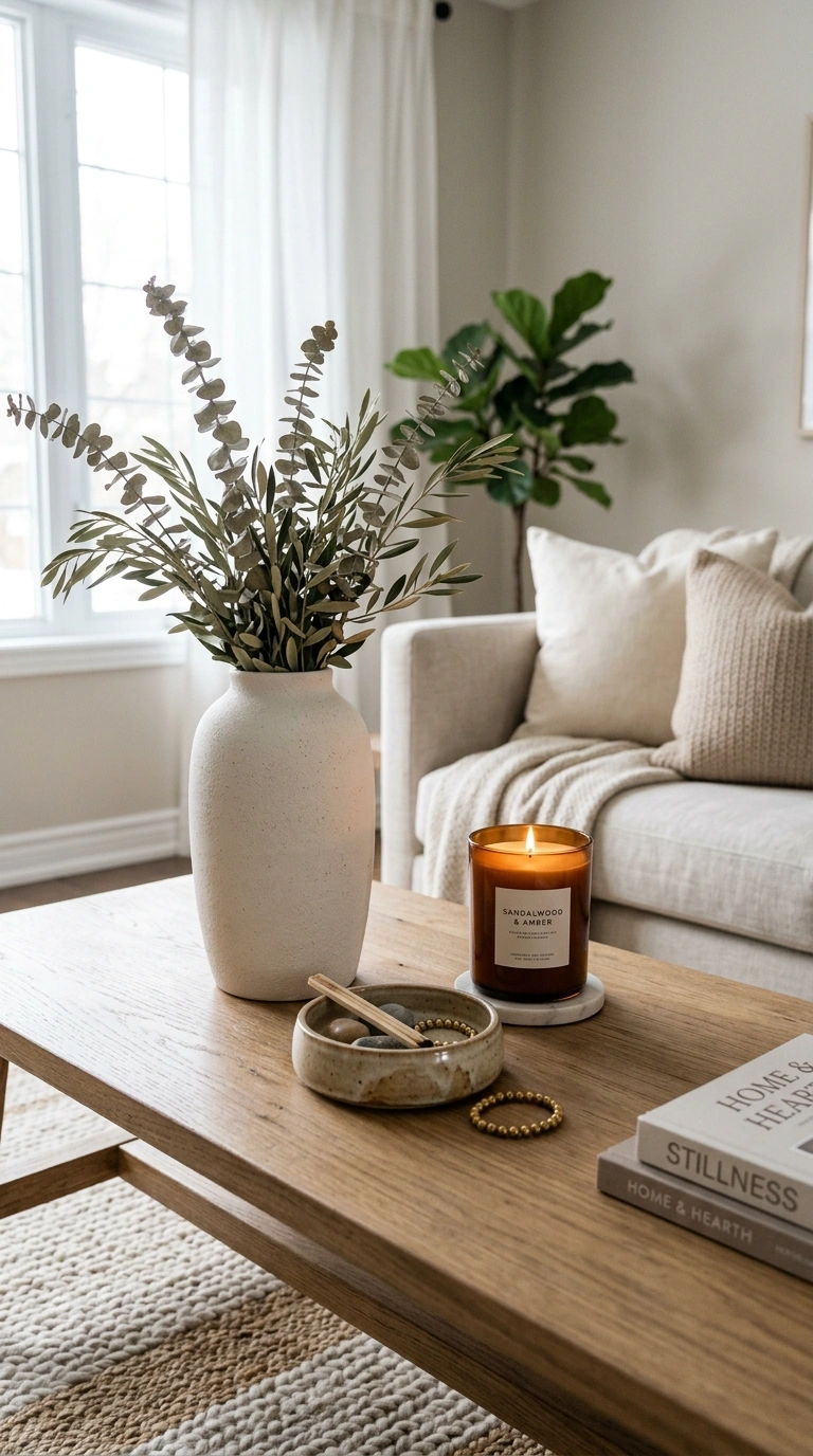 012 Mix Heights Carefully A coffee table styled with a