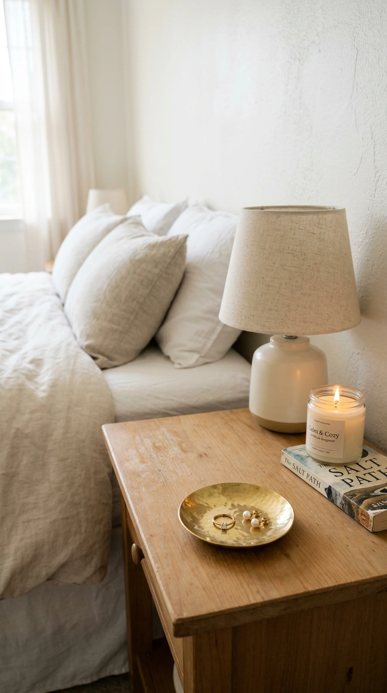 Nightstand Styling 101: 12 Looks to Try 13 012 Personal Trinket Dish A bedroom nightstand with a