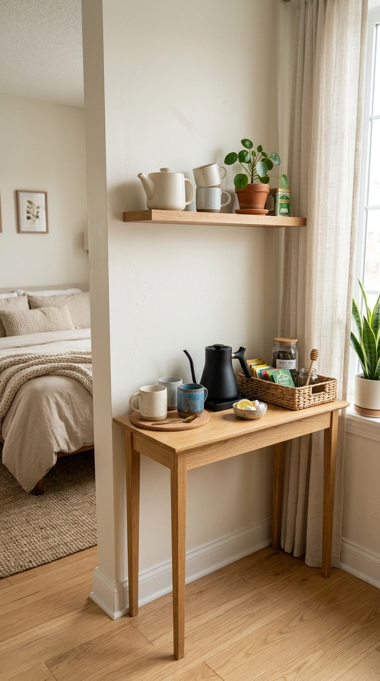 23 Cozy Bedroom Corner Ideas You'll Love 13 012 Tea Station Corner A bedroom corner with a narrow
