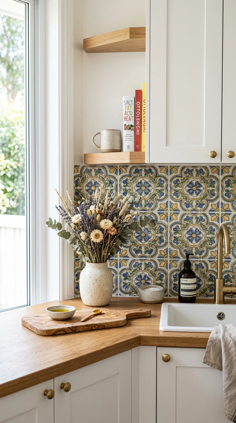 012 Vinyl Tile Sheets A bright kitchen with a hand pai