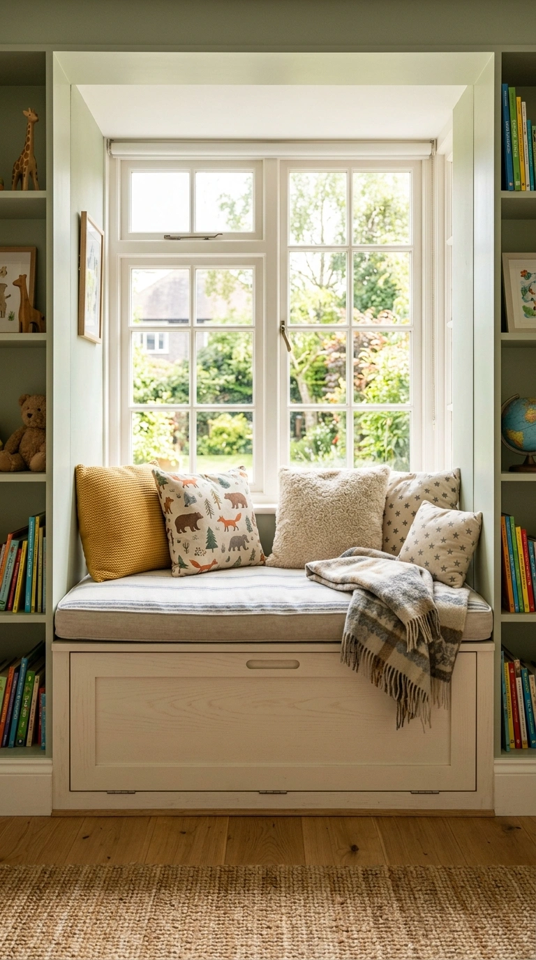 Kids Bedroom Storage That Actually Gets Used (17 Ideas) 13 012 Window Seat Storage A kids bedroom window seat wit