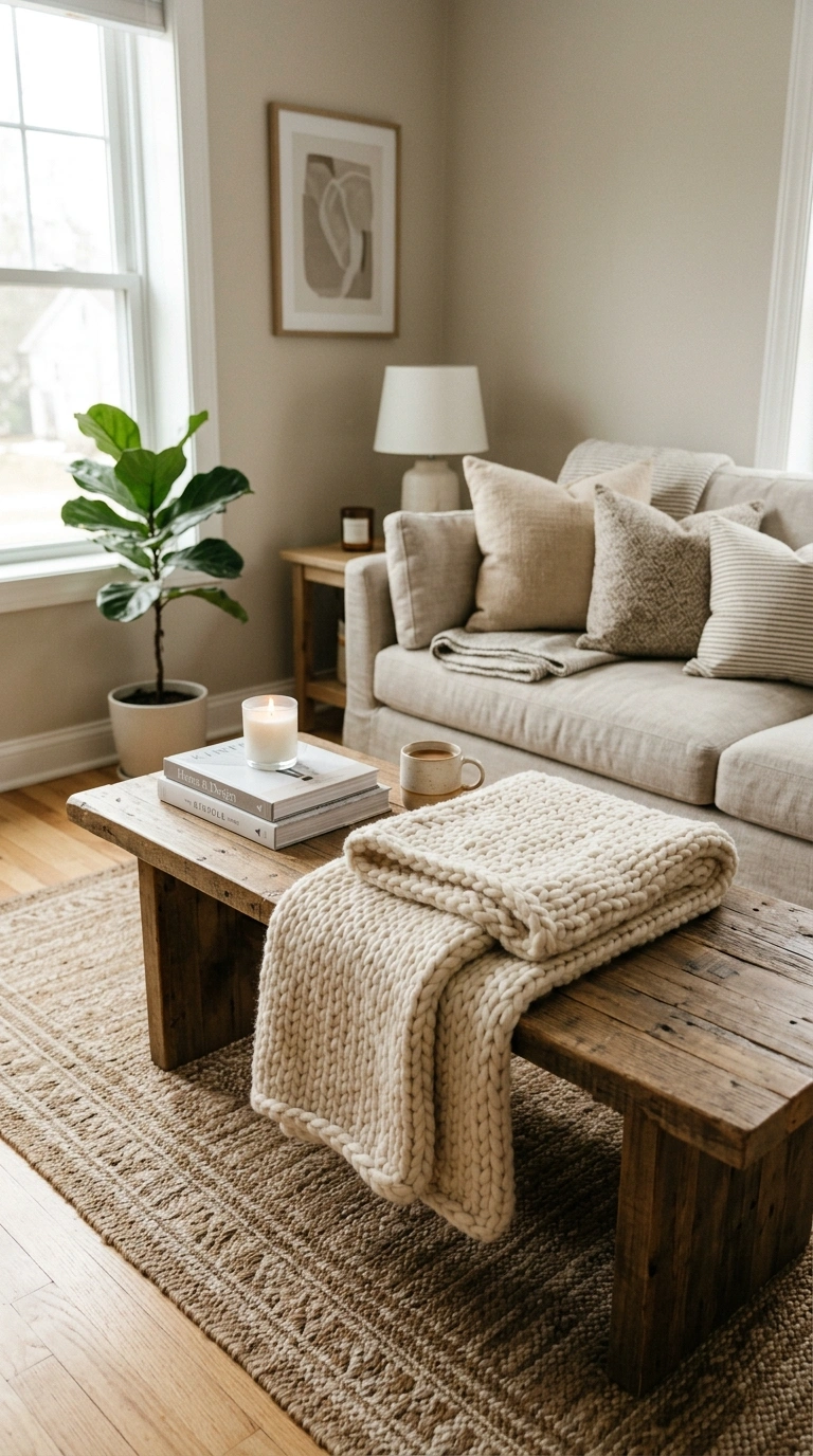013 Add a Throw Blanket A chunky knit cream throw blan
