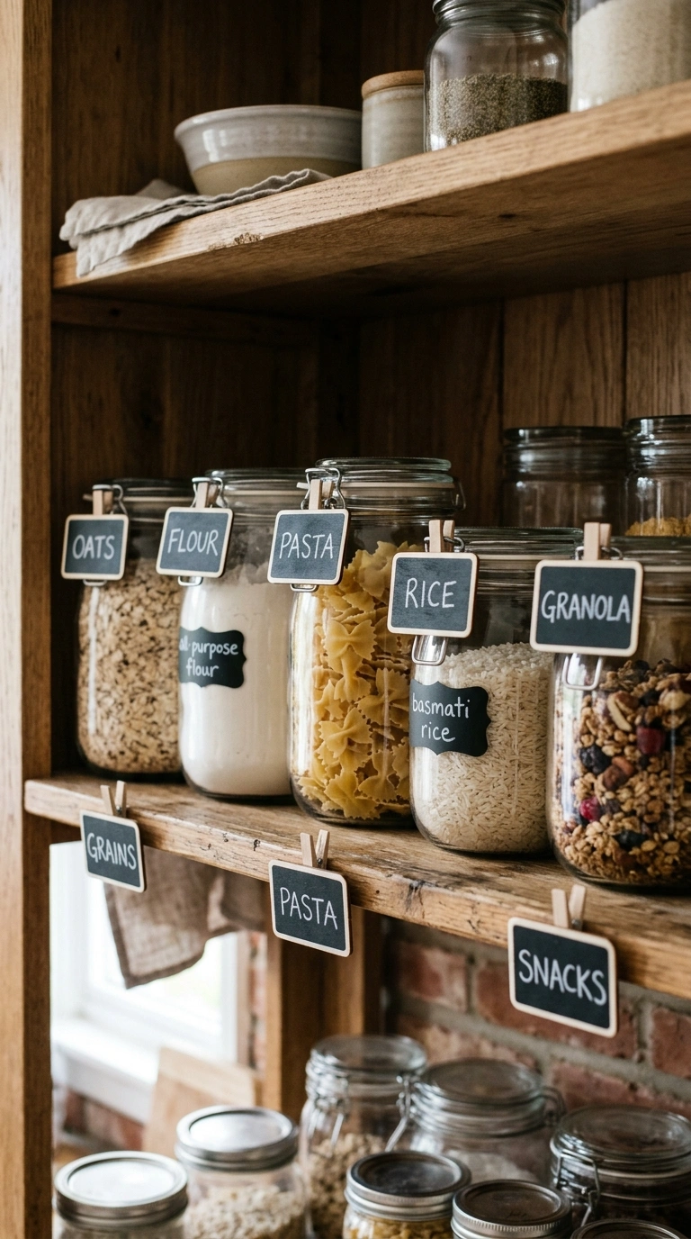 Cabinet Organization Hacks You'll Wish You Knew Sooner (18 Ideas) 14 013 Chalkboard Label Tags An open pantry cabinet shelf