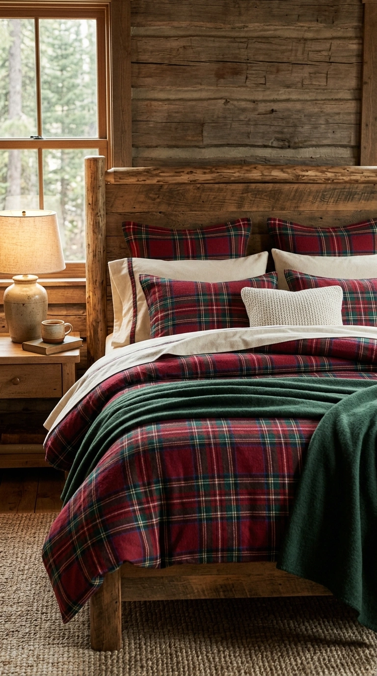 Rustic Bedroom Vibes — 16 Cozy Ideas 14 013 Plaid Flannel Bedding A rustic bedroom bed dressed