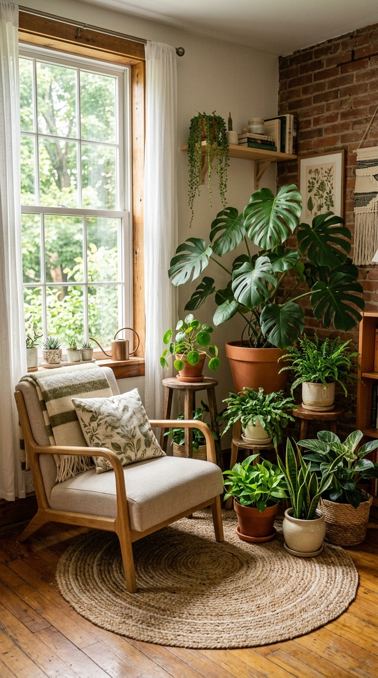013 Plant Filled Corner A living room corner filled wi