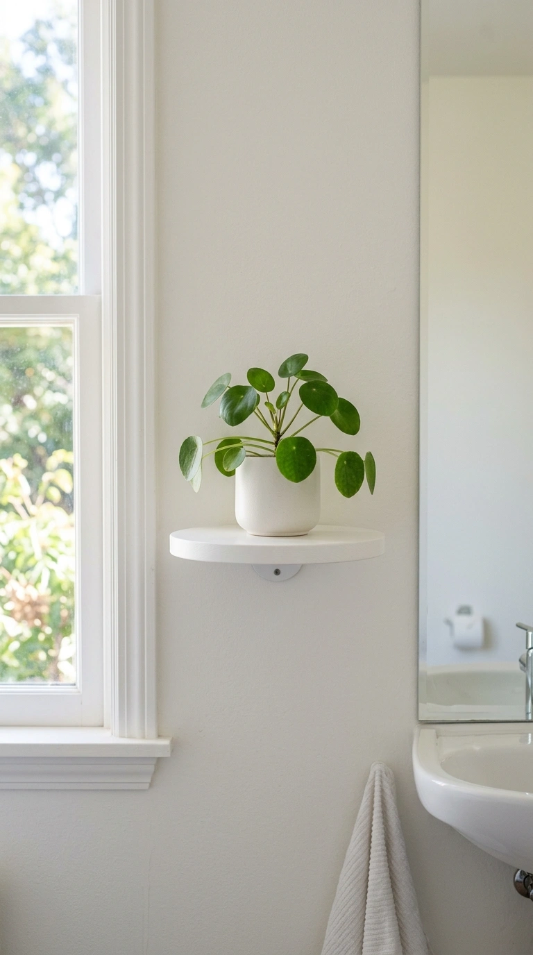 013 Small Round Shelf A small white round shelf mounte