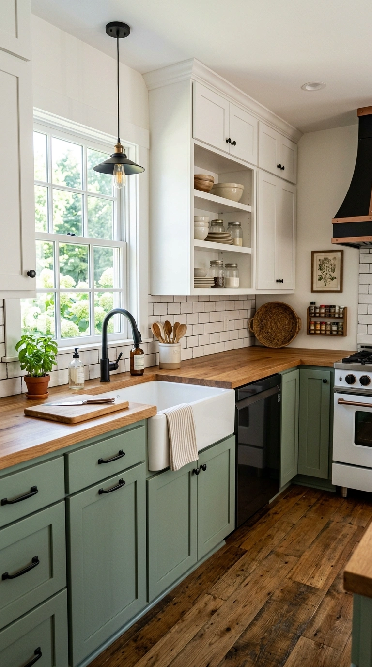 013 Two Tone Cabinet Colors A farmhouse kitchen with s