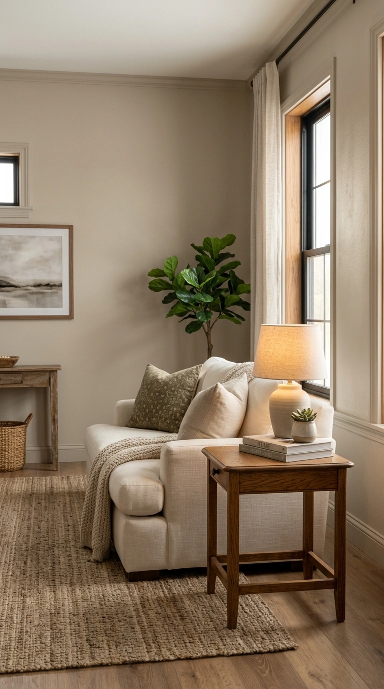 013 Warm Neutral Wall Paint A living room with warm gr