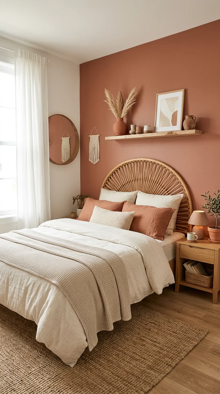 013 Warm Terracotta Blush A bedroom with a warm terrac