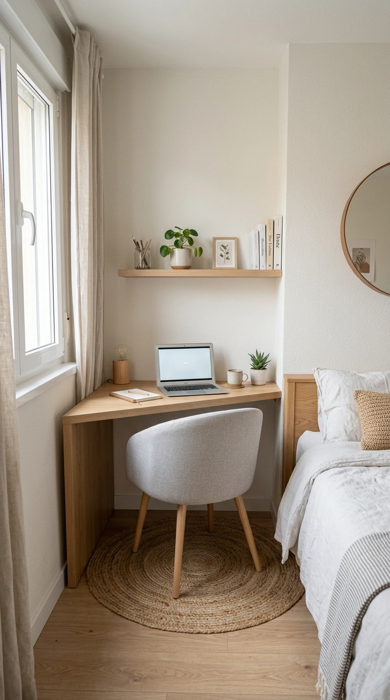 Small Bedroom, Big Style: 19 Layout Ideas 15 014 Corner Desk Nook A small bedroom with a compact de