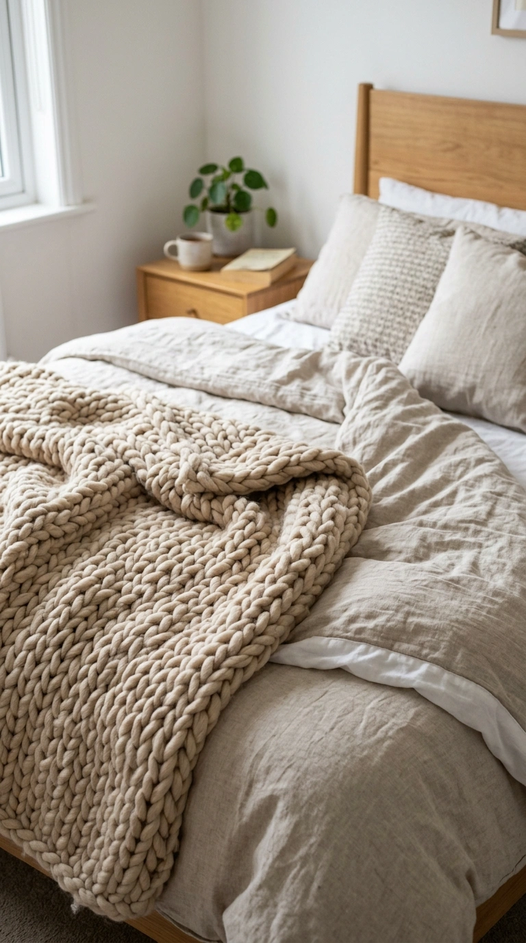 Master Bedroom Styling Tips From 14 Real Rooms 15 014 Cozy Throw Blanket Styling A close up bedroom scen