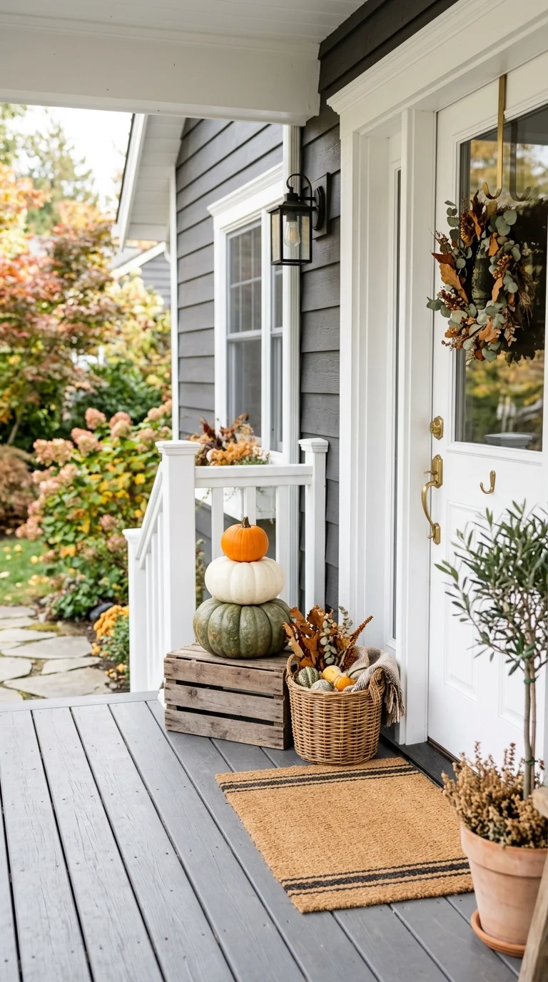Cozy Fall Decor Ideas for Every Room (21 Picks) 15 014 Front Porch Pumpkins A front porch beside a white