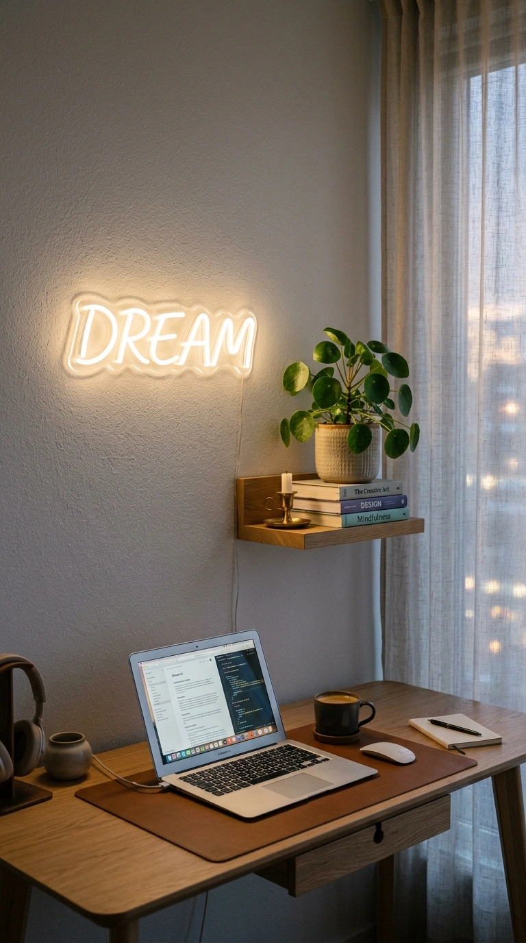 014 Neon Sign Accent A small warm white neon word sign