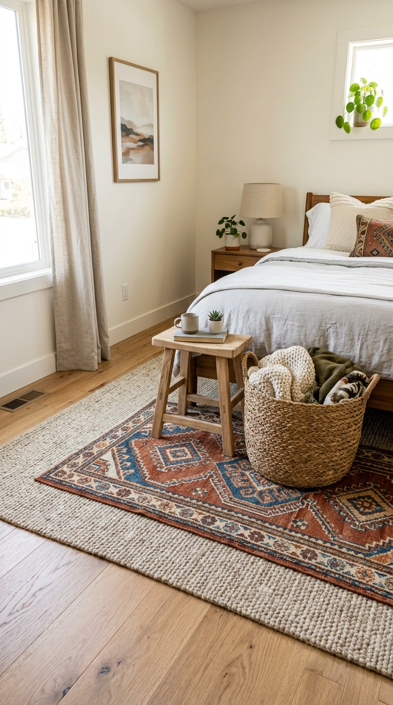 23 Cozy Bedroom Corner Ideas You'll Love 15 014 Rug Layered Corner A bedroom corner with two layer