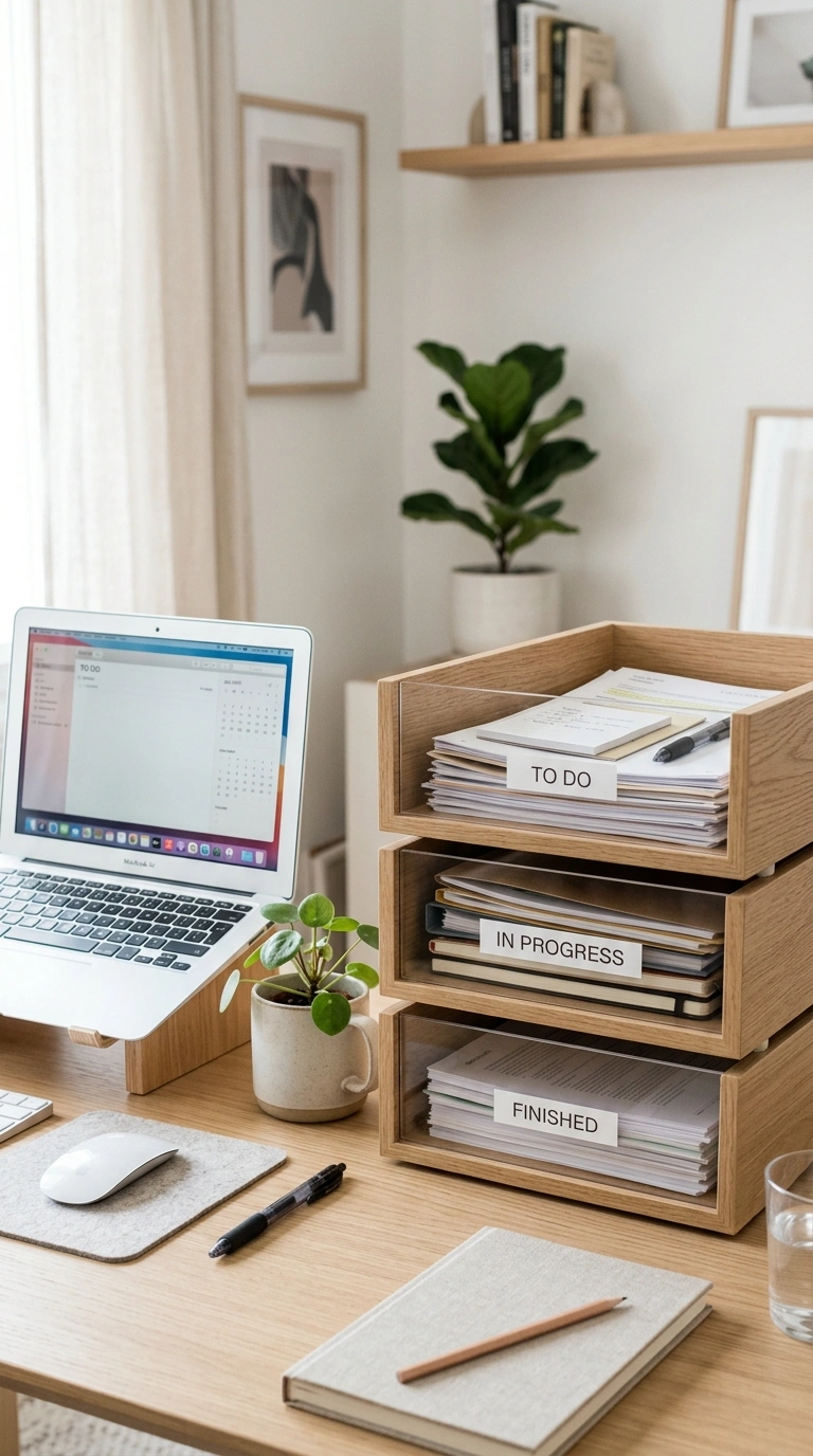 Home Office Storage That Keeps You Sane 15 014 Stackable Paper Trays Three stackable paper trays