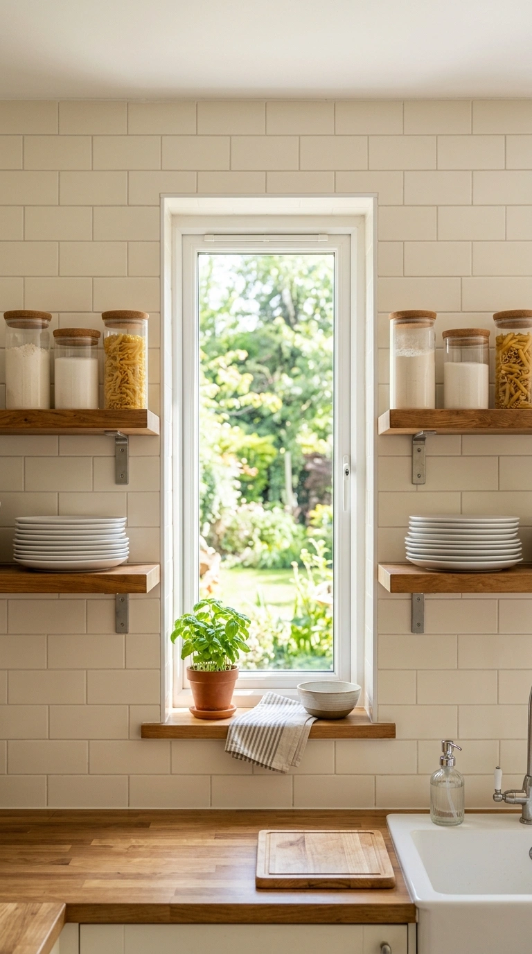 014 Symmetrical Shelf Styling Two matching wood shelve