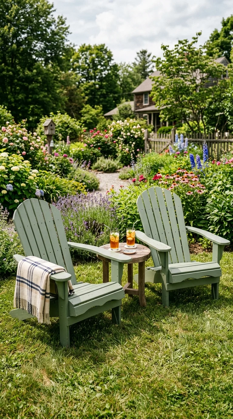 015 Adirondack Chair Pair Two sage green Adirondack ch
