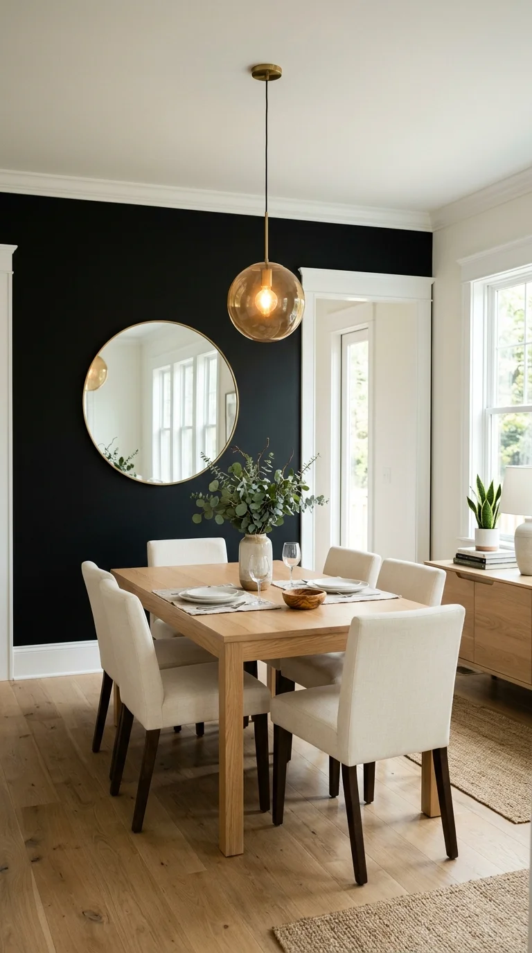 20 Hottest Black Accent Wall Ideas Taking Over Home Decor 16 015 Black Wall With White Trim A classic modern dining
