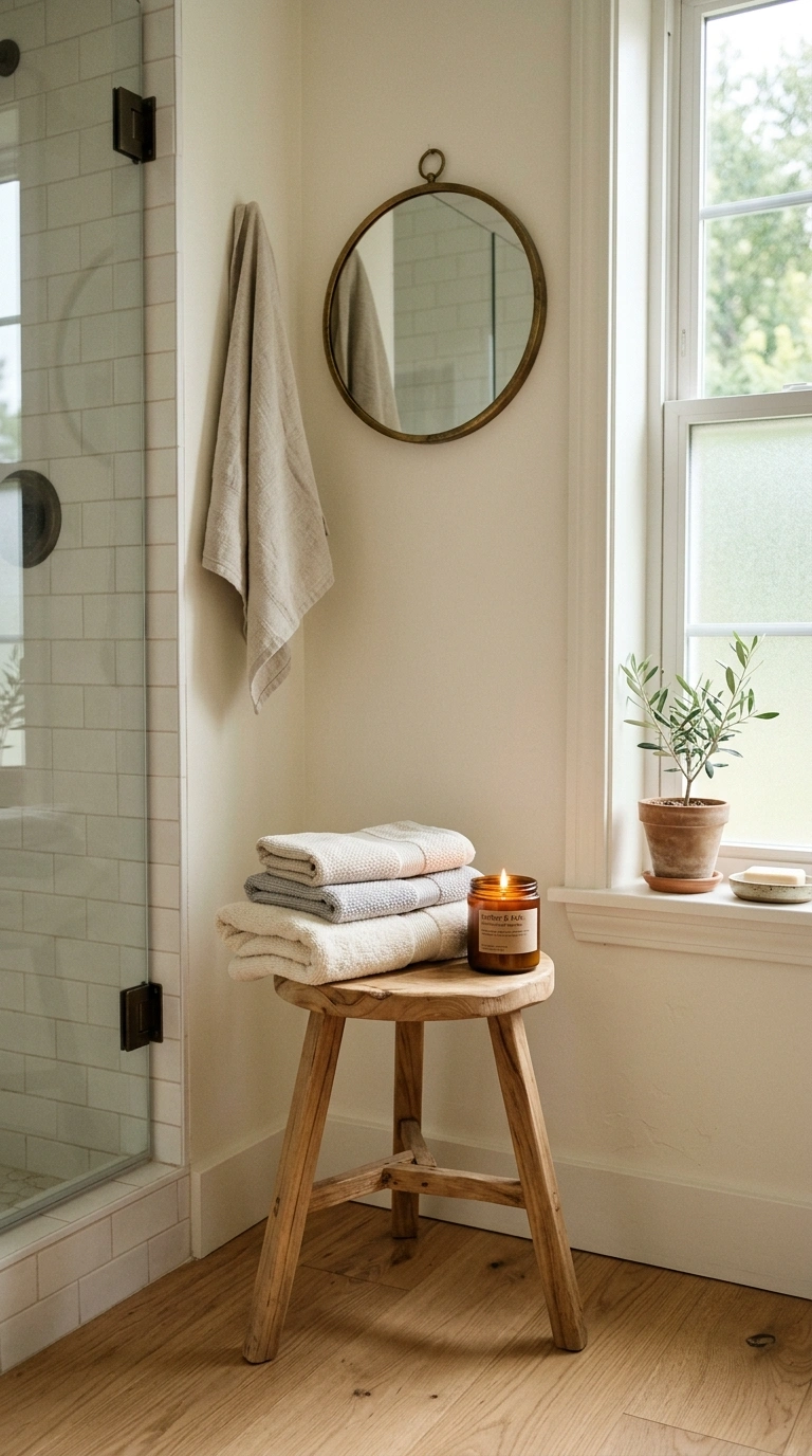 016 Cozy Corner Nook A bathroom corner styled with a s