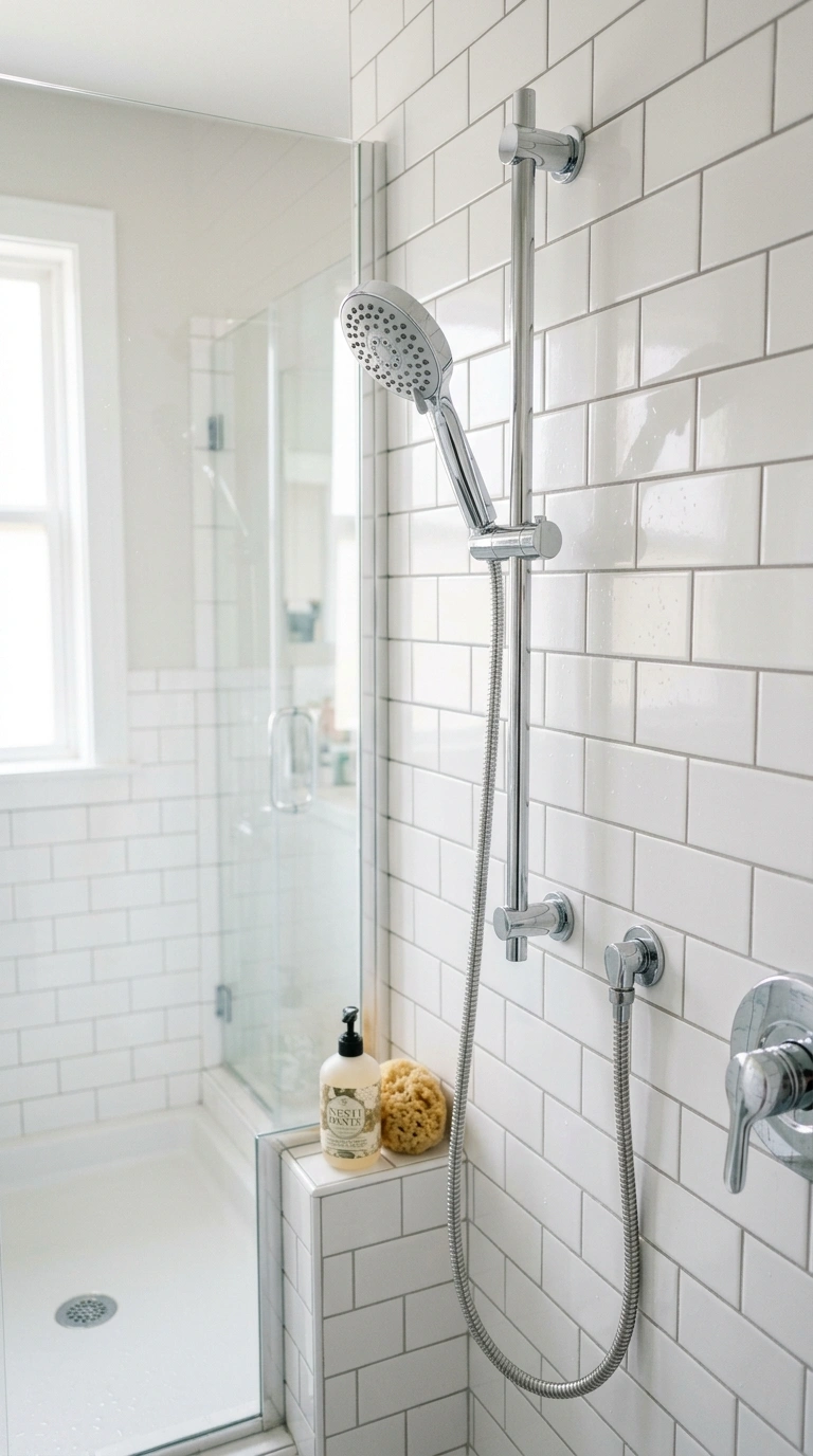 016 Handheld Shower Wand A small shower with a chrome
