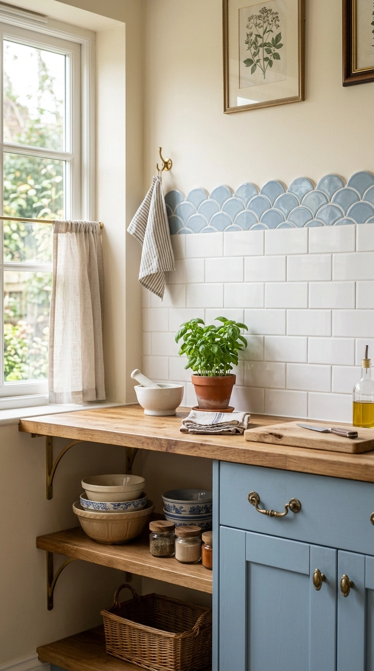 016 Scalloped Tile Trim A romantic style kitchen with