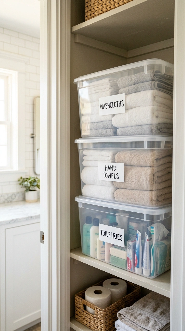 016 Stacked Storage Bins Three clear plastic stacked s