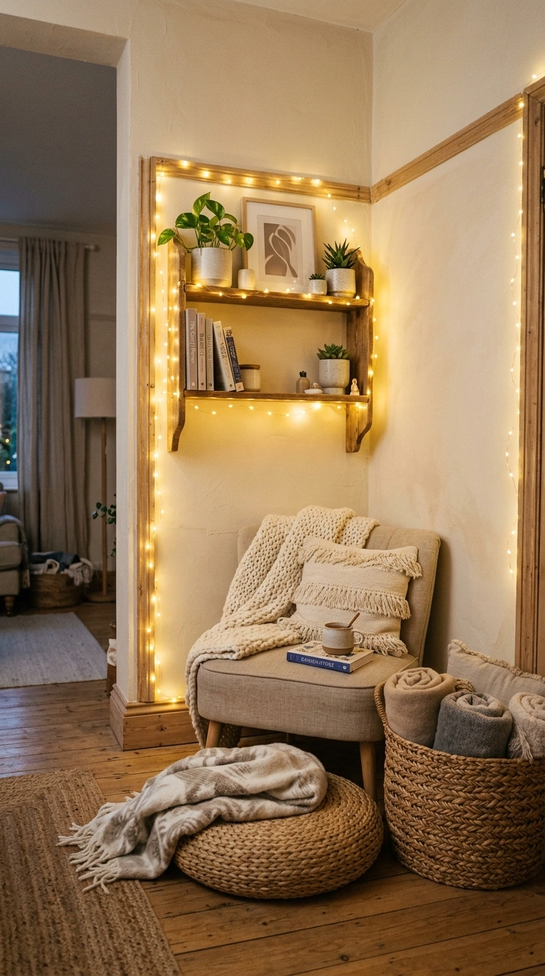 016 Twinkle Light Corner A living room corner with war