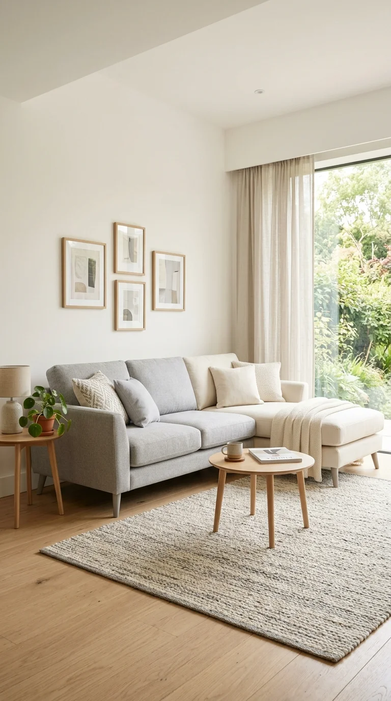016 Two Tone Corner Sofa A cream and light gray two to