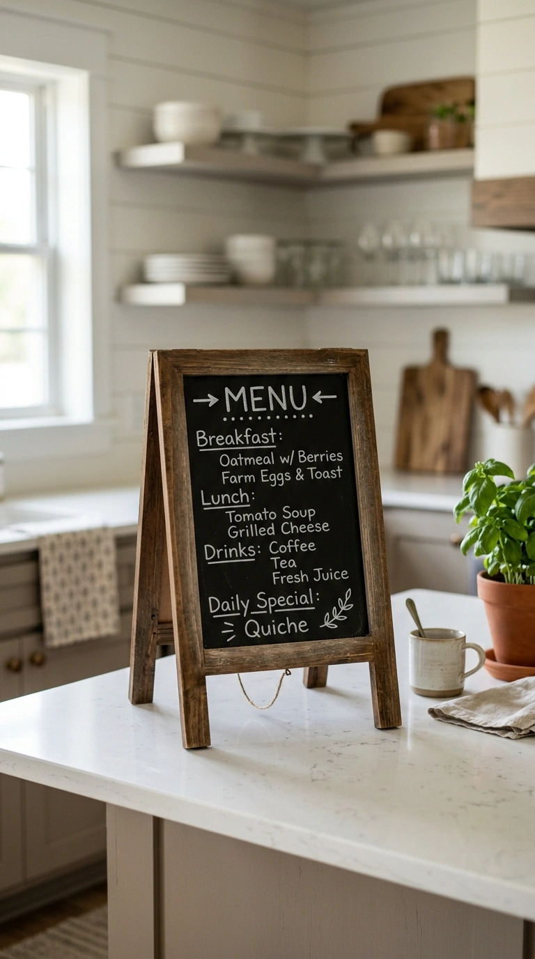 017 A Small Chalkboard or Sign A small wooden chalkboa