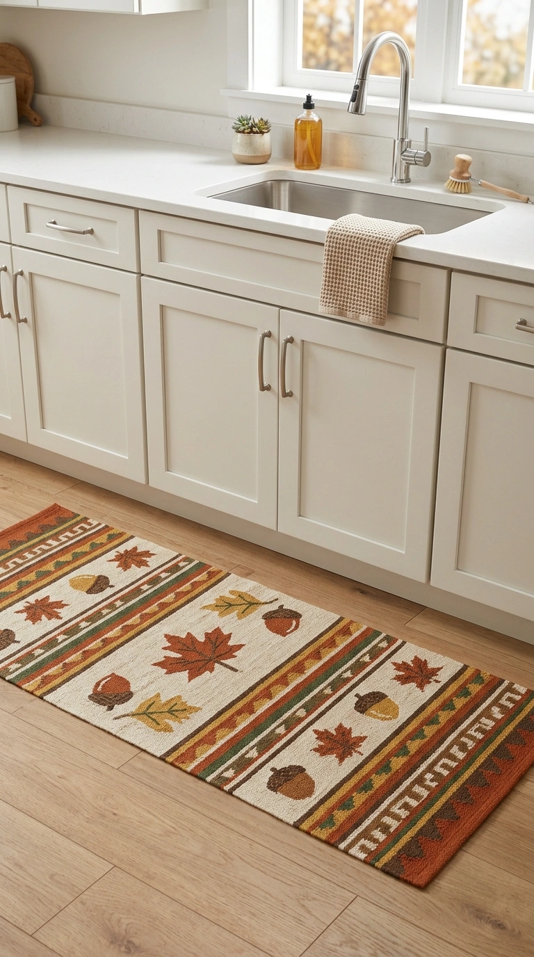 21 Easy Seasonal Updates for Anyone Decorating on a Budget 18 017 Add Seasonal Rugs A small woven runner rug placed