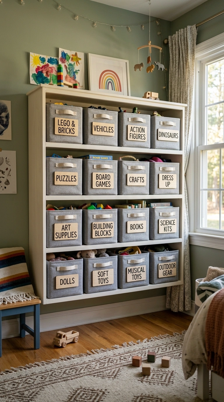 Kids Bedroom Storage That Actually Gets Used (17 Ideas) 18 017 Multi Bin Cart A kids bedroom wall unit with multi