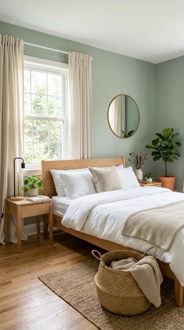 017 Soft Sage Bedroom A bedroom with soft sage green w