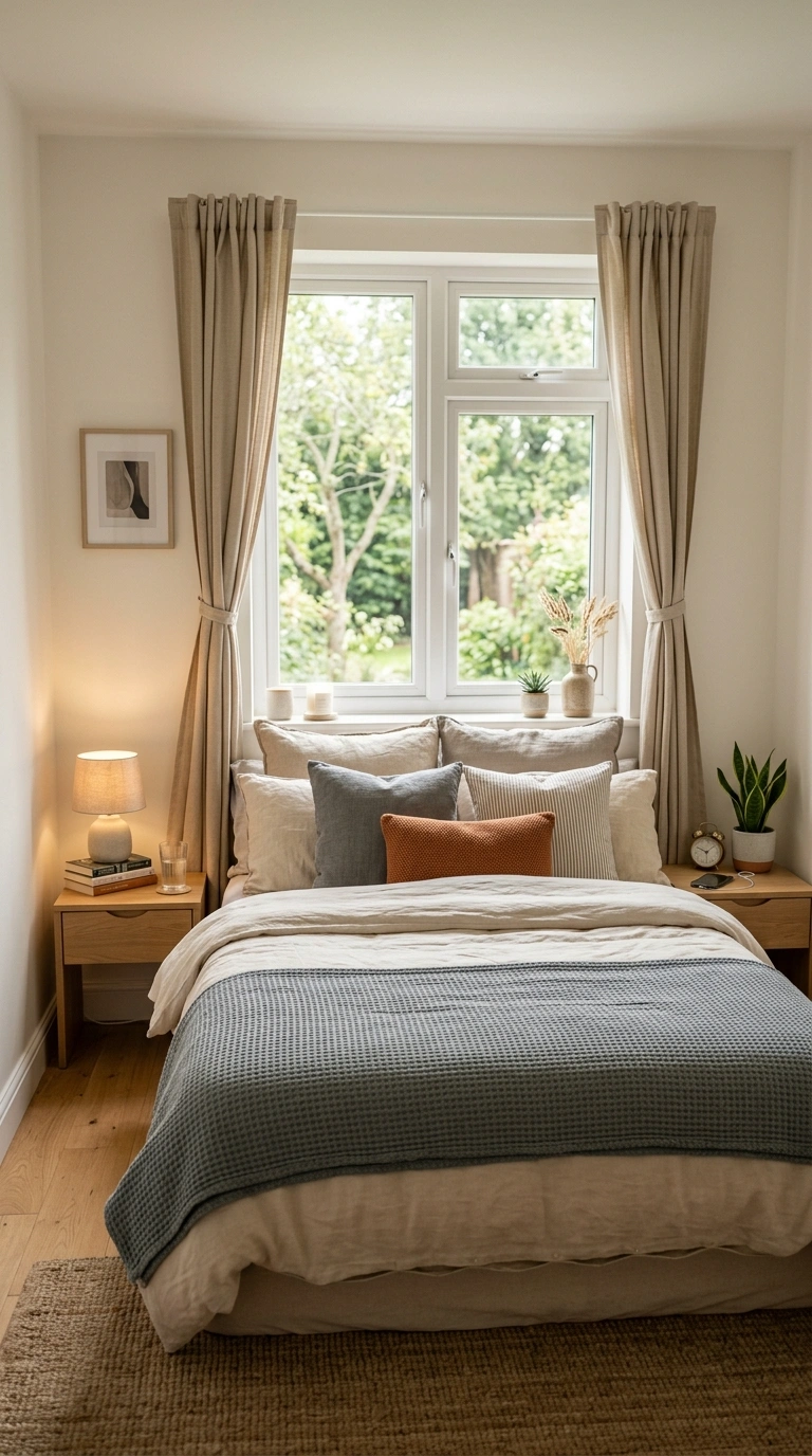 Small Bedroom, Big Style: 19 Layout Ideas 18 017 Under Window Bed A small bedroom with the bed plac