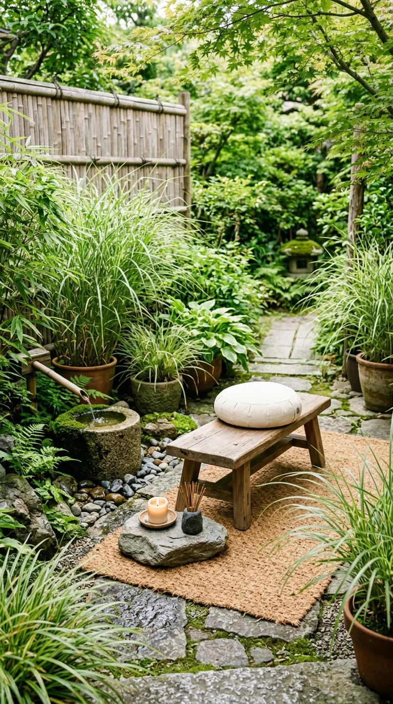 017 Zen Meditation Corner A quiet garden corner with a