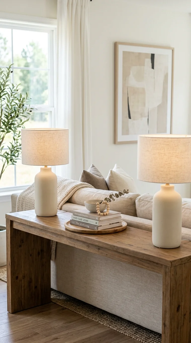 018 Ceramic Table Lamps A pair of matte cream ceramic