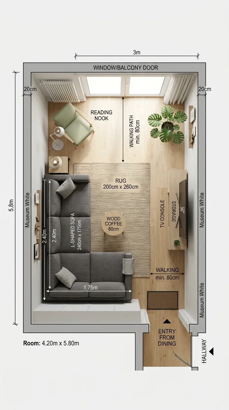 018 Corner Sofa Floor Plan An overhead style view of a