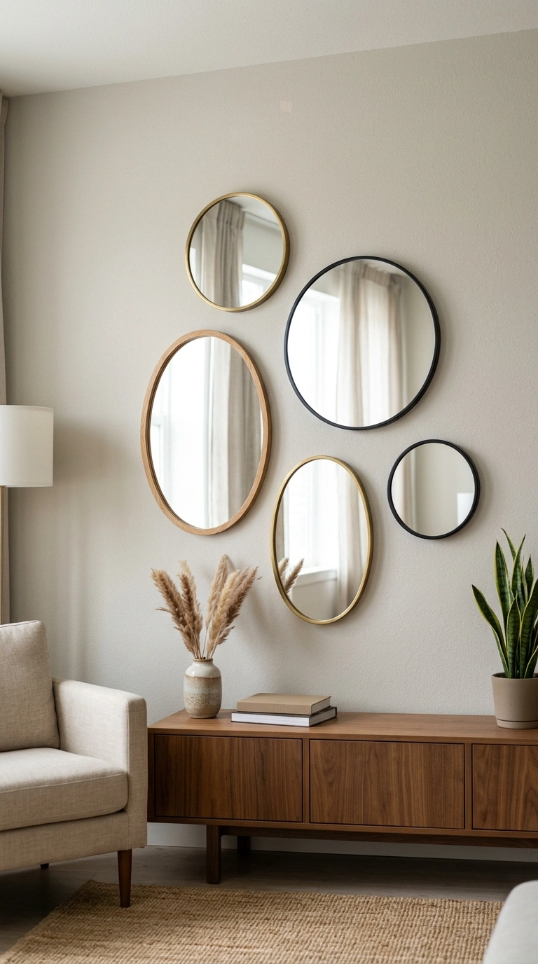 018 Mirror Cluster Wall A cluster of five small round