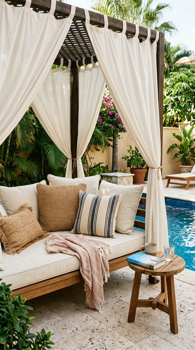 018 Outdoor Daybed Canopy A poolside corner with an ou