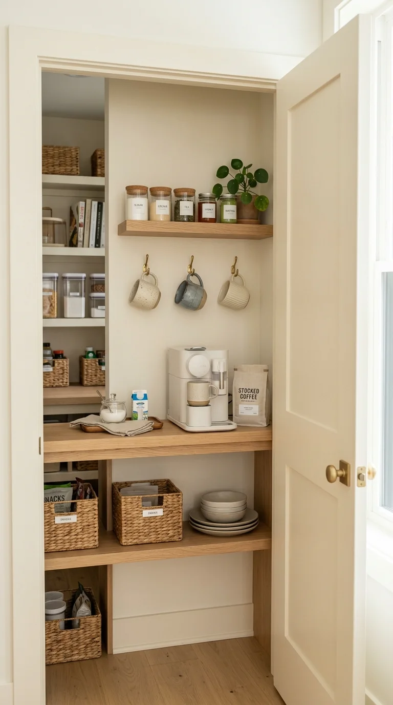 018 Pantry Coffee Station A pantry with the door open