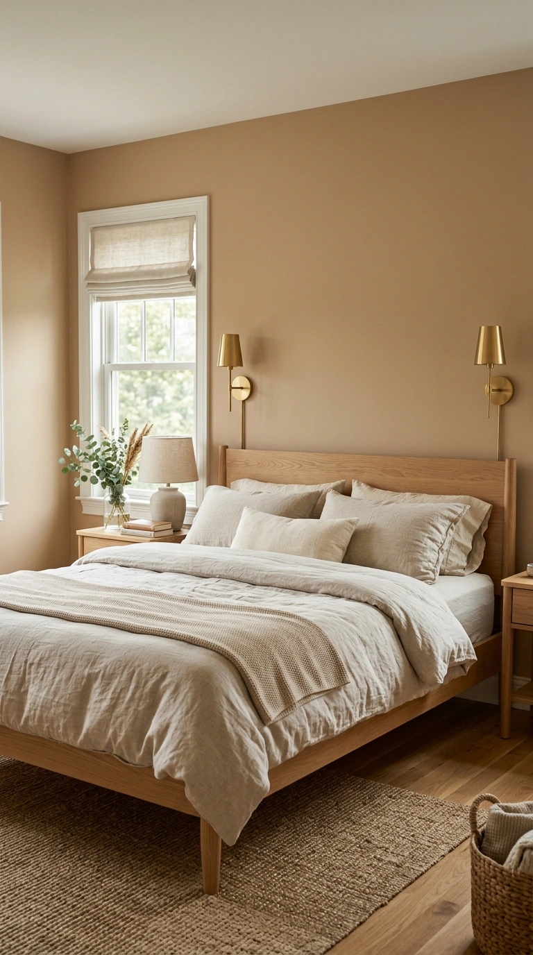 018 Soft Caramel Neutral A bedroom with soft caramel c