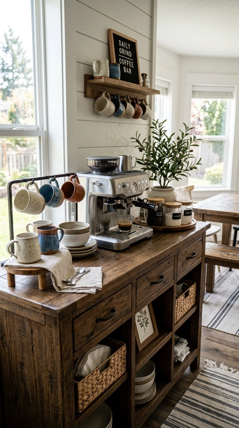 019 Farmhouse Sideboard Bar A wood farmhouse sideboard