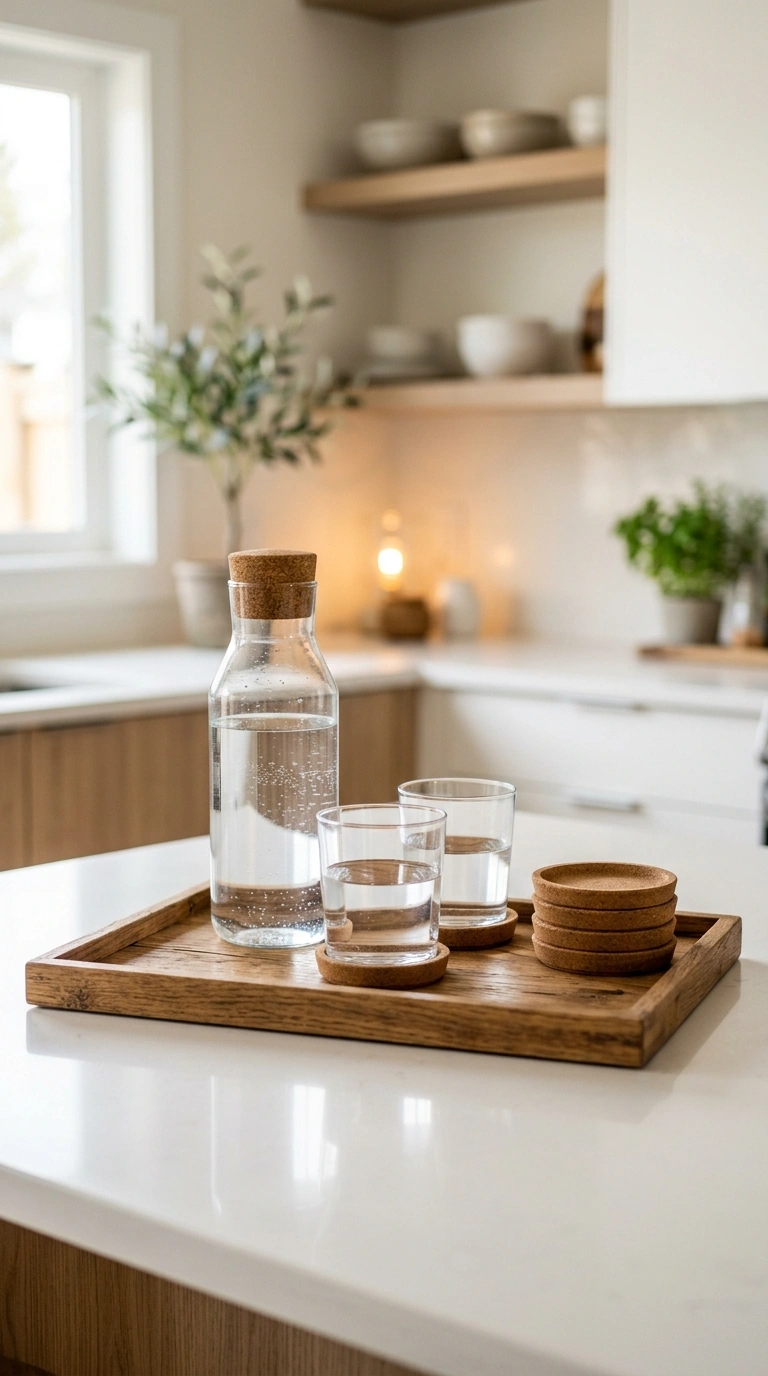 019 Matching Coasters and a Water Carafe A glass water