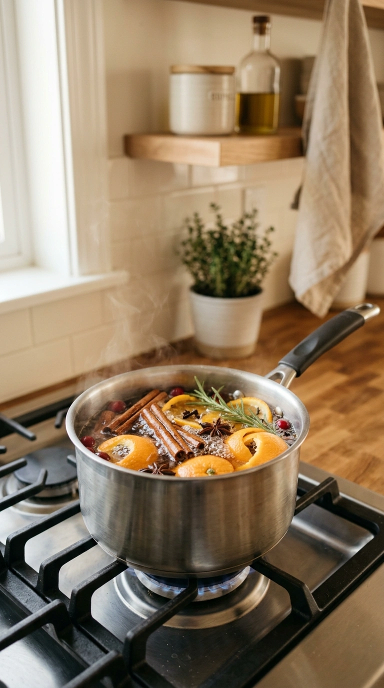 21 Easy Seasonal Updates for Anyone Decorating on a Budget 21 020 Add Seasonal Scents A stovetop simmer pot with cin