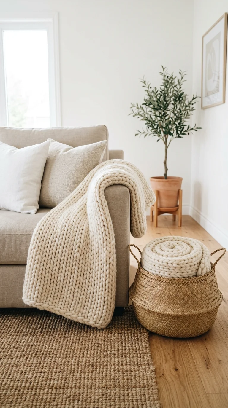 020 Chunky Wool Blankets A cream chunky wool blanket d