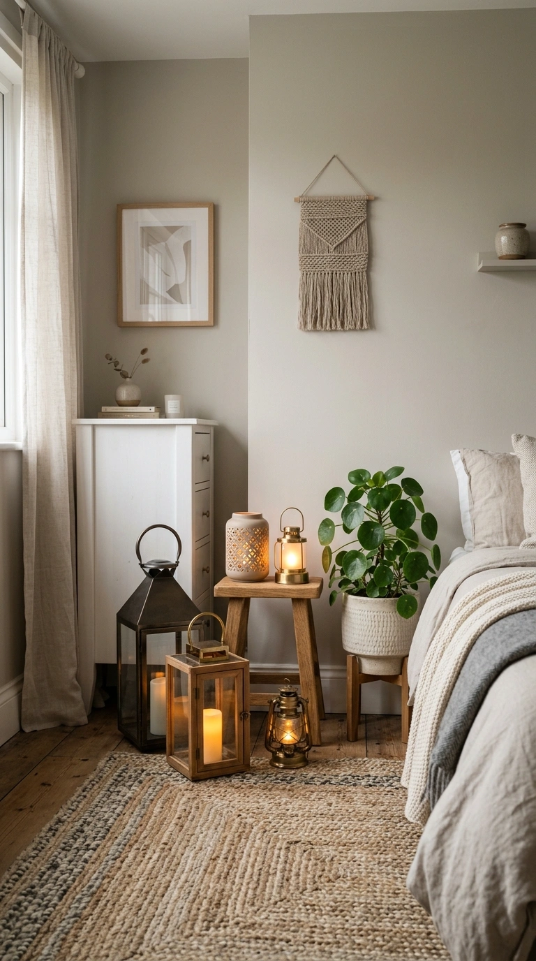 23 Cozy Bedroom Corner Ideas You'll Love 21 020 Lantern Lit Corner A bedroom corner with a groupin