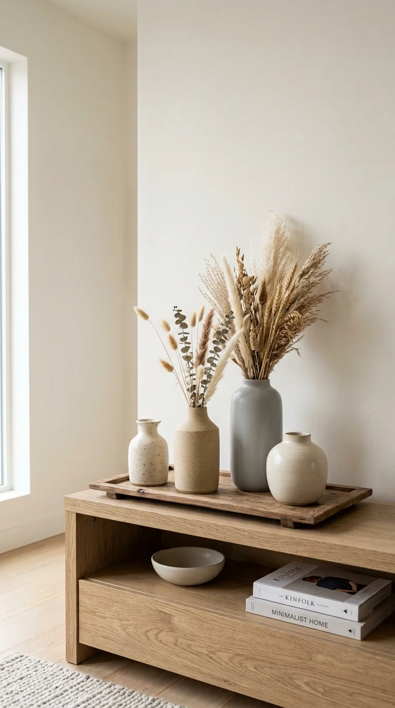 030 Stoneware Vase Grouping Four stoneware vases in cr