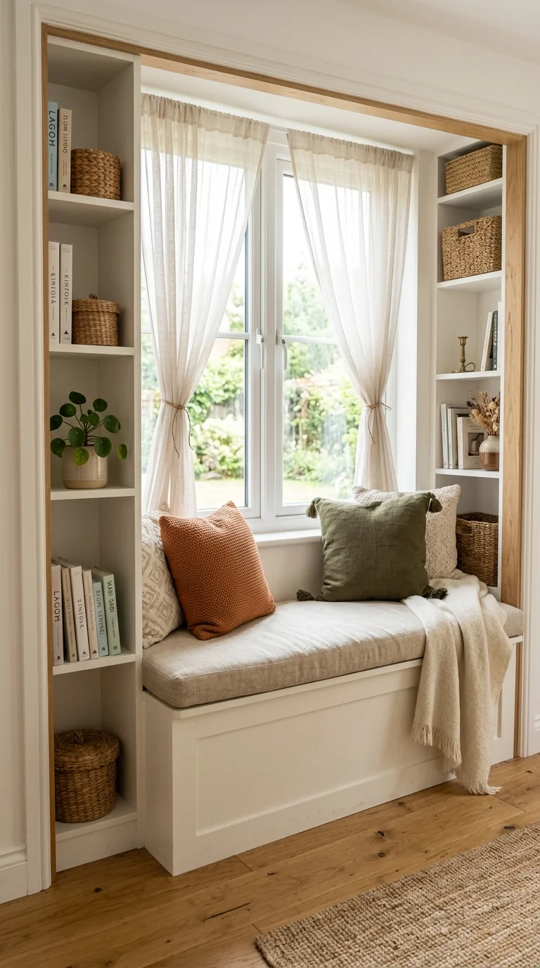 036 Window Seat Nook A built in window seat painted wa