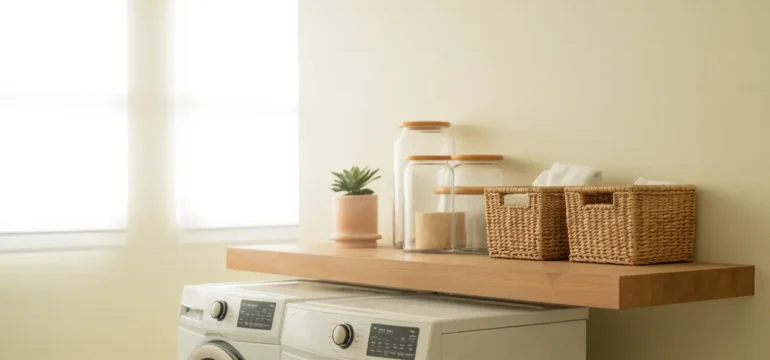Laundry Shelves Styled Beautifully (13 Ideas)