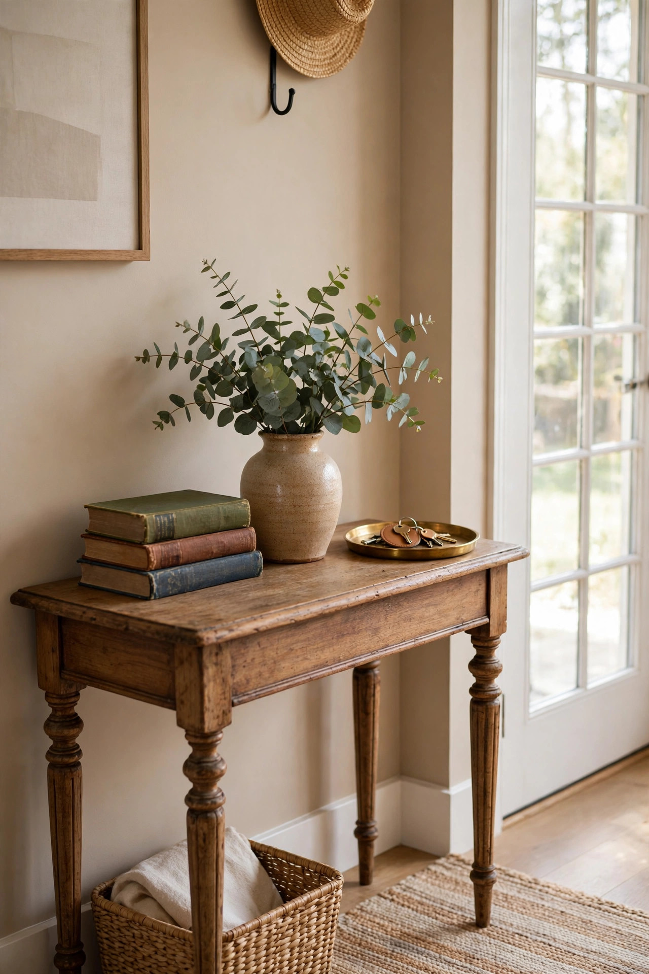A Vintage Console Table in the Entryway