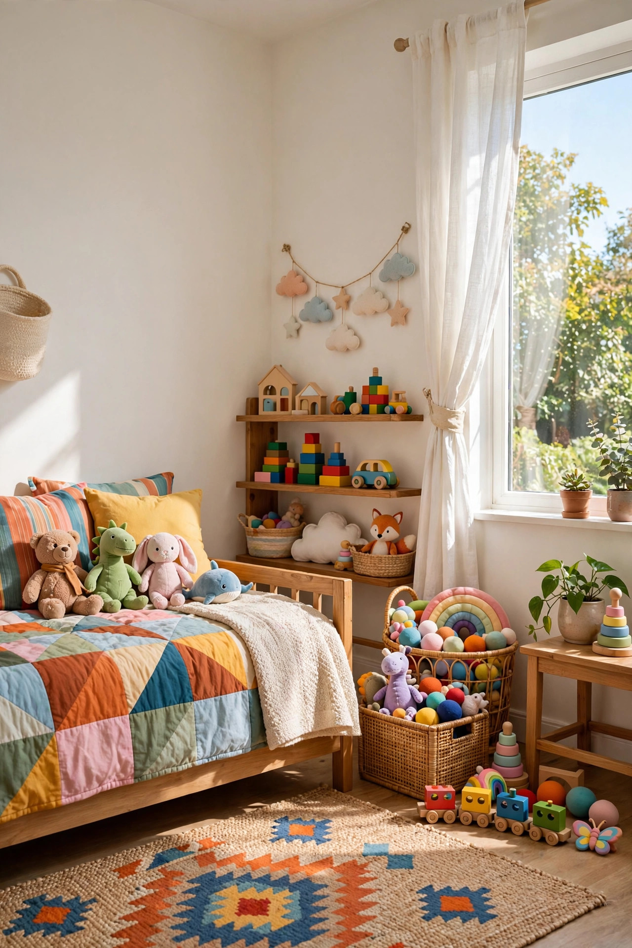 Kids room with neutral walls